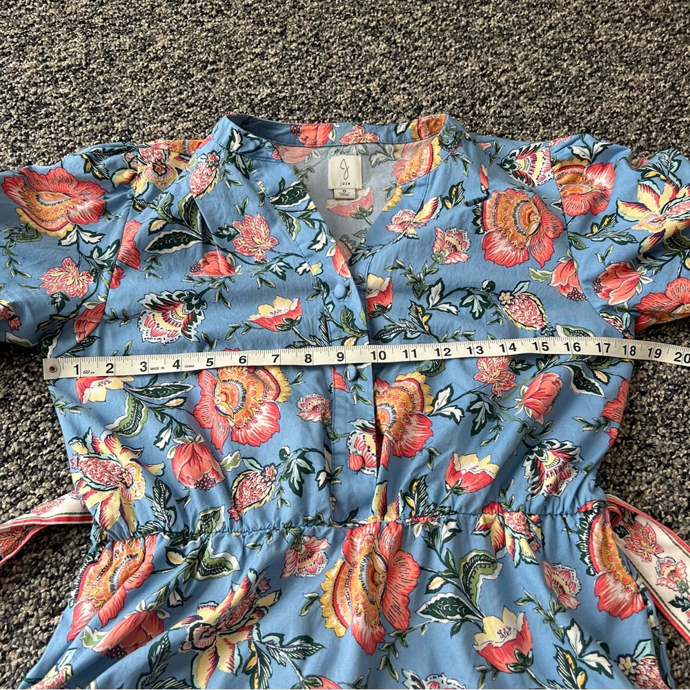 JOIE Baha Floral Puff Sleeve Belter Mini Cotton Dress - Picture 10 of 11